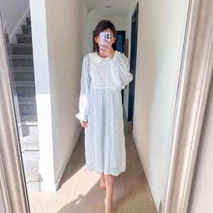 Victorian Vintage Renaissance Whimsical Coquette Collar Nightgown S